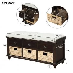 Espresso Storage Bench 18.7 in. H x 15.4 in. W x 42.1 in. L by Wateday -Wateday Sales Store espresso wateday bedroom benches yj yuki9595275 44 1000
