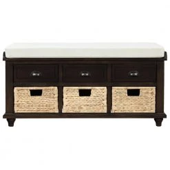 Espresso Storage Bench 18.7 in. H x 15.4 in. W x 42.1 in. L by Wateday