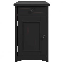 13.8 in. Espresso Short Rectangle Top Wood End Table with USB Ports by Wateday