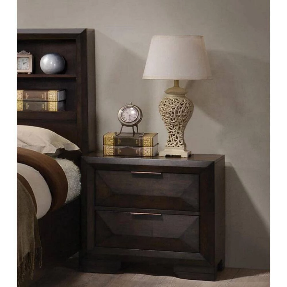2-Drawer Espresso Nightstand 25 in. H x 17 in. W x 26 in. D by Wateday 6 2-Drawer Espresso Nightstand 25 in. H x 17 in. W x 26 in. D by Wateday - Image 6