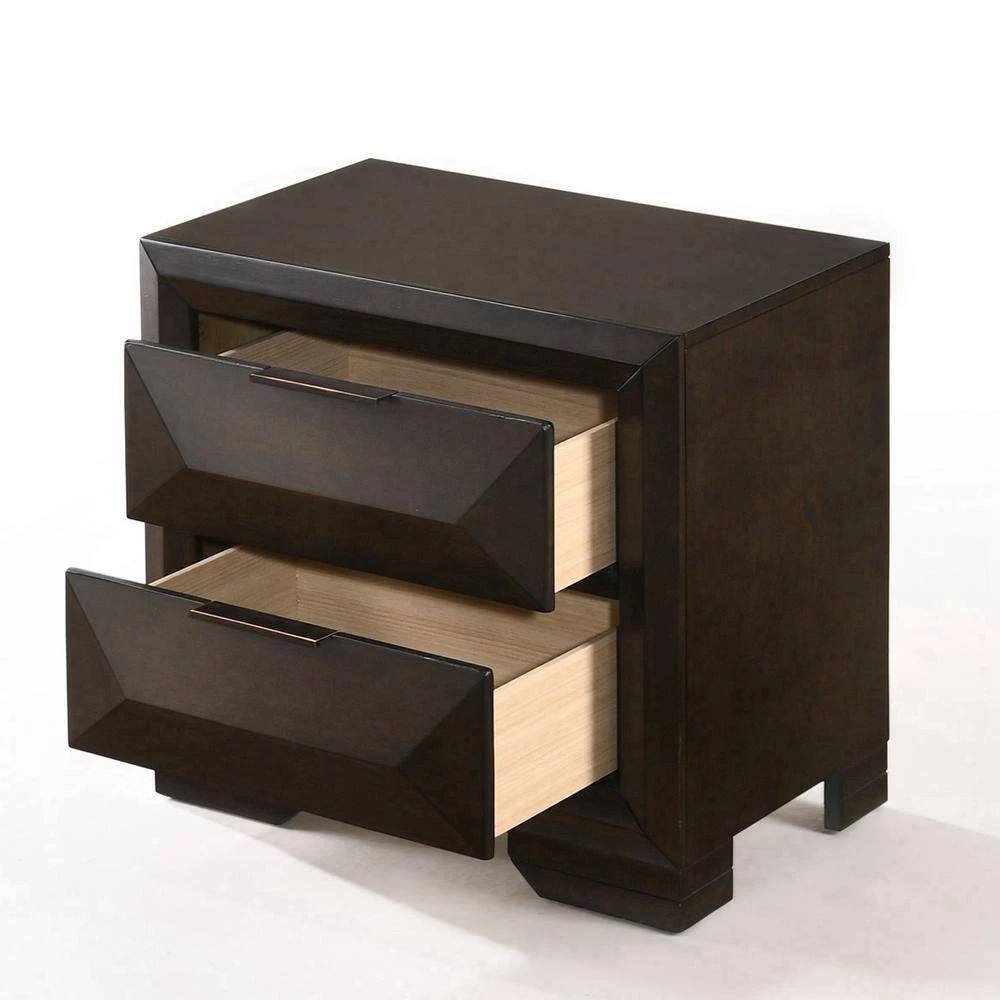 2-Drawer Espresso Nightstand 25 in. H x 17 in. W x 26 in. D by Wateday 4 2-Drawer Espresso Nightstand 25 in. H x 17 in. W x 26 in. D by Wateday - Image 4