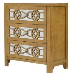 Gold Wooden Storage Cabinet with 3-Drawers by Wateday
