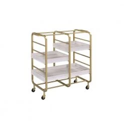 Gold Serving Cart with Wheels by Wateday