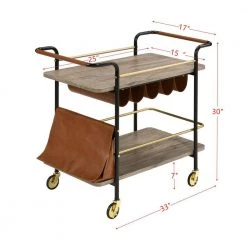 Gold and Black Finish Serving Cart with Wheels by Wateday 6 Gold and Black Finish Serving Cart with Wheels by Wateday -Wateday Sales Store gold wateday bar carts yj yuki9595810 4f 1000
