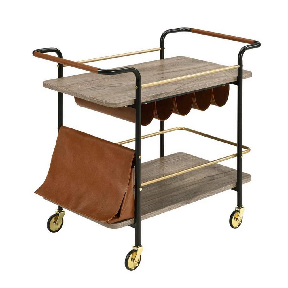 Gold and Black Finish Serving Cart with Wheels by Wateday 2 Gold and Black Finish Serving Cart with Wheels by Wateday - Image 2