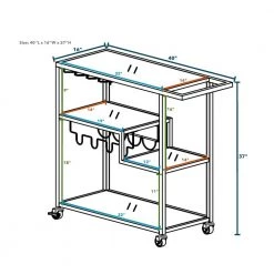 Gold Serving Cart with Wine Rack and Towel Rack by Wateday -Wateday Sales Store gold wateday bar carts yj yuki9595822 44 1000