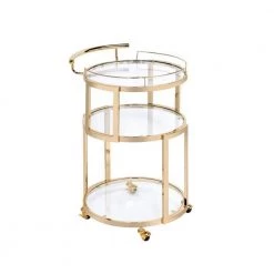 Gold Round Serving Cart with Towel Rack by Wateday
