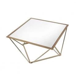 32 in. Gold Square Glass Coffee Table with Mirrored Top by Wateday -Wateday Sales Store gold wateday coffee tables yj yuki9595693 c3 1000
