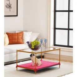 39.4 in. Gold Rectangle Glass Coffee Table with Pet Mat by Wateday -Wateday Sales Store gold wateday coffee tables yj yuki9595698 31 1000