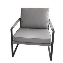 Gray PU Leather Arm Chair with Cushion by Wateday