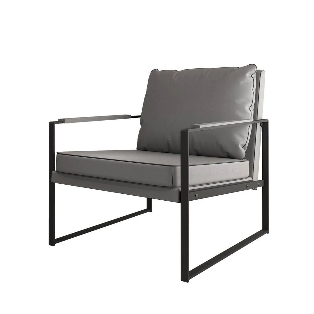 Gray PU Leather Arm Chair with Cushion by Wateday 2 Gray PU Leather Arm Chair with Cushion by Wateday - Image 2