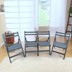 Gray Wood Folding Side Chairs (Set of 4) by Wateday -Wateday Sales Store gray wateday accent chairs yj yuki9596716 31 1000