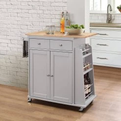 Gray Kitchen Cart with Wheels by Wateday -Wateday Sales Store gray wateday bar carts yj yuki9595804 31 1000