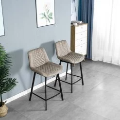 37.40 in. Gray Low Back Metal Frame Stool Height 28 in. Bar Stool with PU Leather Seat (Set of 2) by Wateday -Wateday Sales Store gray wateday bar stools yj yuki9596308 31 1000