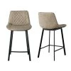 37.40 in. Gray Low Back Metal Frame Stool Height 28 in. Bar Stool with PU Leather Seat (Set of 2) by Wateday