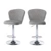 46.46 in. Gray Low Back Metal Frame Adjustable Height Bar Stool with Fabric Seat (Set of 2) by Wateday