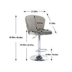 46.46 in. Gray Low Back Metal Frame Adjustable Height Bar Stool with Fabric Seat (Set of 2) by Wateday -Wateday Sales Store gray wateday bar stools yj yuki9596529 fa 1000