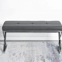 Gray PU Ottoman Bench 18.70 in. x 18.10 in. x 38.90 in. by Wateday -Wateday Sales Store gray wateday bedroom benches yj yuki9596289 31 1000