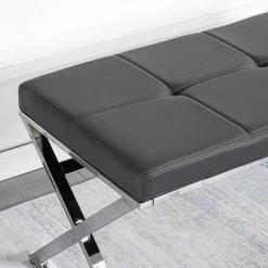 Gray PU Ottoman Bench 18.70 in. x 18.10 in. x 38.90 in. by Wateday -Wateday Sales Store gray wateday bedroom benches yj yuki9596289 c3 1000