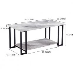 39 .37" Gray Rectangle MDF Top Coffee Table with 2 Layers by Wateday -Wateday Sales Store gray wateday coffee tables yj yuki9595584 1f 1000