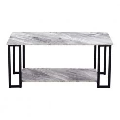 39 .37" Gray Rectangle MDF Top Coffee Table with 2 Layers by Wateday