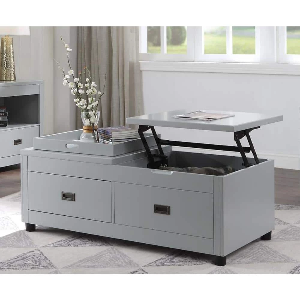 47 in. Gray Rectangle Wood Lift Top Coffee Table with 2-Drawers by Wateday 5 47 in. Gray Rectangle Wood Lift Top Coffee Table with 2-Drawers by Wateday - Image 5