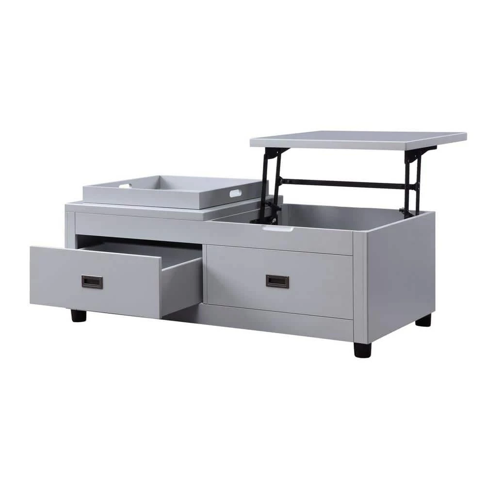 47 in. Gray Rectangle Wood Lift Top Coffee Table with 2-Drawers by Wateday 3 47 in. Gray Rectangle Wood Lift Top Coffee Table with 2-Drawers by Wateday - Image 3