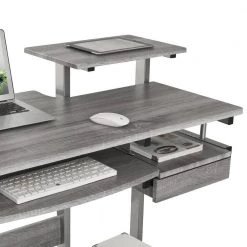 22 in. Rectangular Gray Wood 1-Drawer Computer Desk with Shelves by Wateday -Wateday Sales Store gray wateday computer desks yj yuki9595770 1f 1000
