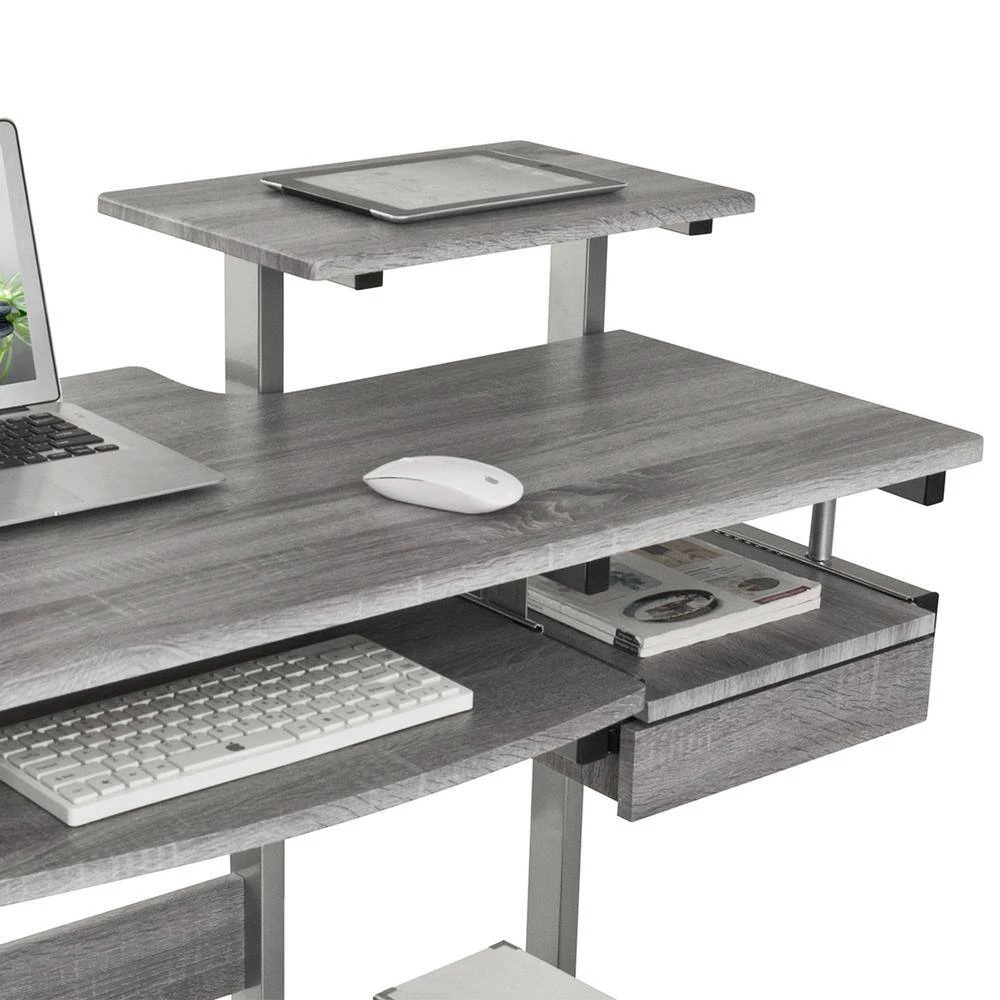 22 in. Rectangular Gray Wood 1-Drawer Computer Desk with Shelves by Wateday 6 22 in. Rectangular Gray Wood 1-Drawer Computer Desk with Shelves by Wateday - Image 6