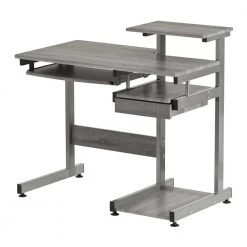 22 in. Rectangular Gray Wood 1-Drawer Computer Desk with Shelves by Wateday