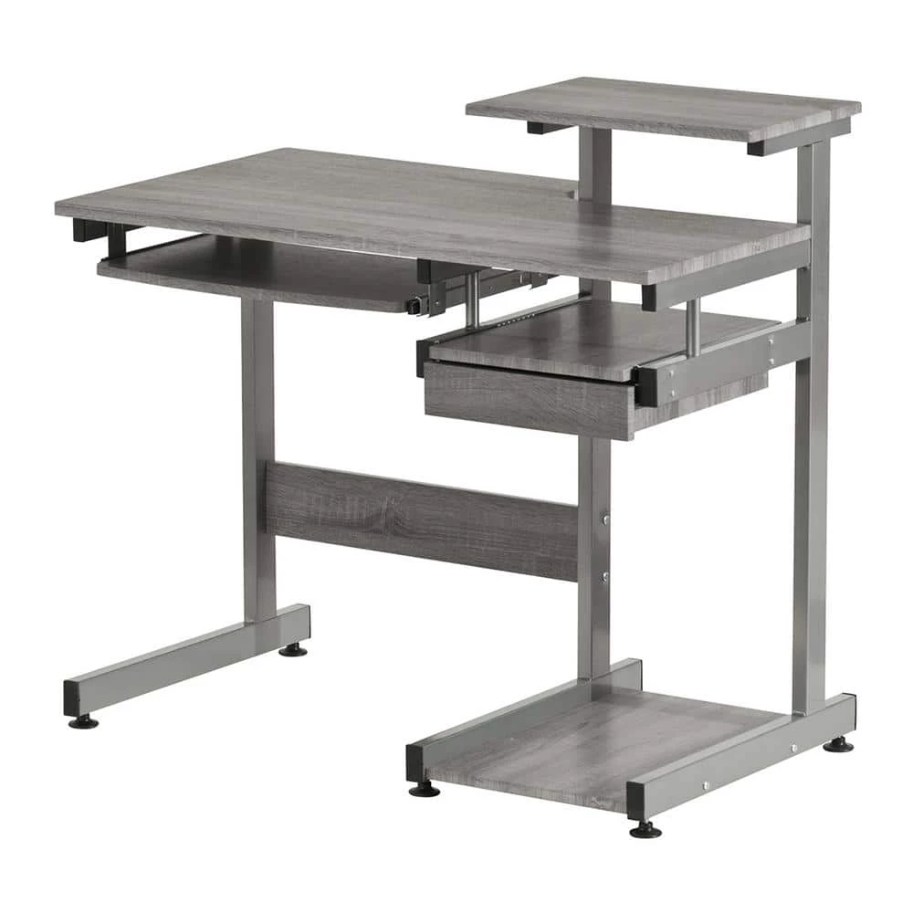 22 in. Rectangular Gray Wood 1-Drawer Computer Desk with Shelves by Wateday 1 22 in. Rectangular Gray Wood 1-Drawer Computer Desk with Shelves by Wateday