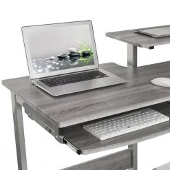 22 in. Rectangular Gray Wood 1-Drawer Computer Desk with Shelves by Wateday -Wateday Sales Store gray wateday computer desks yj yuki9595770 c3 1000