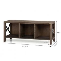 Gray Wood Shoe Storage Bench with 3 Cubbies (18 in. H x 43.31 in. W x 15.35 in. D) by Wateday -Wateday Sales Store gray wateday dining benches yj yuki9596727 1f 1000
