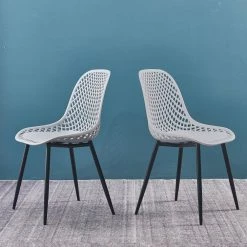 Gray plastic dining chair without arms, set of 2 by Wateday -Wateday Sales Store gray wateday dining chairs yj yuki9595137 31 1000