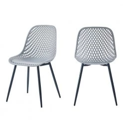 Gray plastic dining chair without arms, set of 2 by Wateday