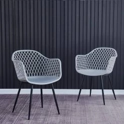Gray plastic dining chair with arms, set of 2 by Wateday -Wateday Sales Store gray wateday dining chairs yj yuki9595139 31 1000