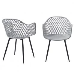Gray plastic dining chair with arms, set of 2 by Wateday
