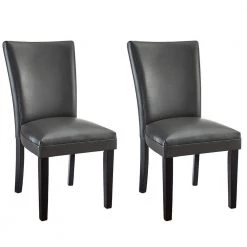 Gray Leather Dining chair Set of 2 by Wateday