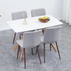 Gray and Black Fabric Upholstered Dining Chairs (Set of 4) by Wateday -Wateday Sales Store gray wateday dining chairs yj yuki9595659 31 1000