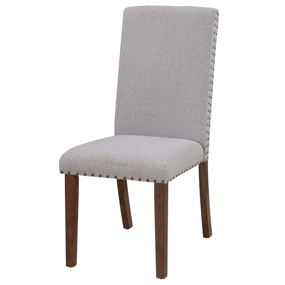 Gray Fabric Upholstered Dining Chairs (Set of 2) by Wateday 1 Gray Fabric Upholstered Dining Chairs (Set of 2) by Wateday