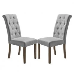 Gray Linen Tufted Dining Side Chair (Set of 2) by Wateday