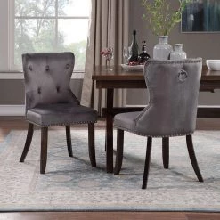 Gray Button Tufted Upholstered Dining Chairs (Set of 2) by Wateday -Wateday Sales Store gray wateday dining chairs yj yuki9596028 c3 1000