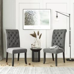 Gray Tufted Upholstered Armless Dining Side Chairs (Set of 2) by Wateday -Wateday Sales Store gray wateday dining chairs yj yuki9596030 31 1000