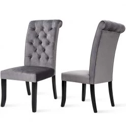 Gray Tufted Upholstered Armless Dining Side Chairs (Set of 2) by Wateday