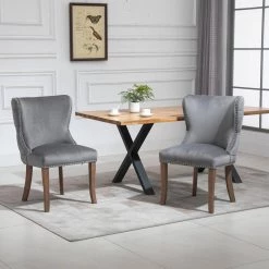 Gray Upholstered Wing-Back Dining Chairs (Set of 2) by Wateday -Wateday Sales Store gray wateday dining chairs yj yuki9596037 31 1000