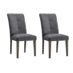 Dark Gray Upholstered Dining chair, Set of 2 by Wateday