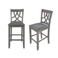 Gray Upholstered Dining Side Chair with Cross Back (Set of 2) by Wateday