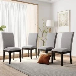 Gray Upholstered Dining Side Chair (Set of 4) by Wateday -Wateday Sales Store gray wateday dining chairs yj yuki9596052 31 1000