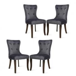 Gray Upholstered Dining Chair (Set of 4) by Wateday