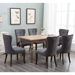 Gray Upholstered Dining Chair (Set of 6) by Wateday -Wateday Sales Store gray wateday dining chairs yj yuki9596177 31 1000